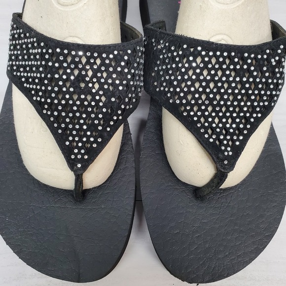 Skechers Yoga Foam Beeded Flip Flops Womens 9 Boho Fast Shipping - Picture 3 of 14